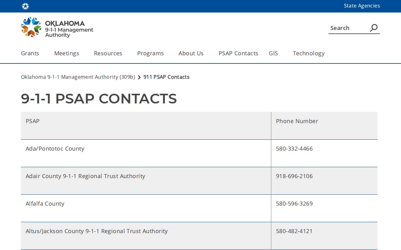 Nowata County 9-1-1 public safety contact reference